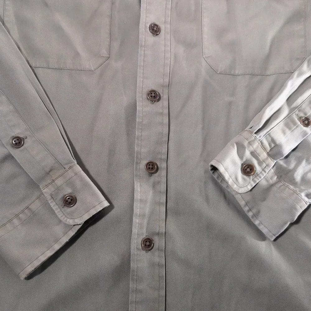 Vintage 90s Polo Ralph Lauren Long Sleeve Military Safari Shirt Brown Men's XL